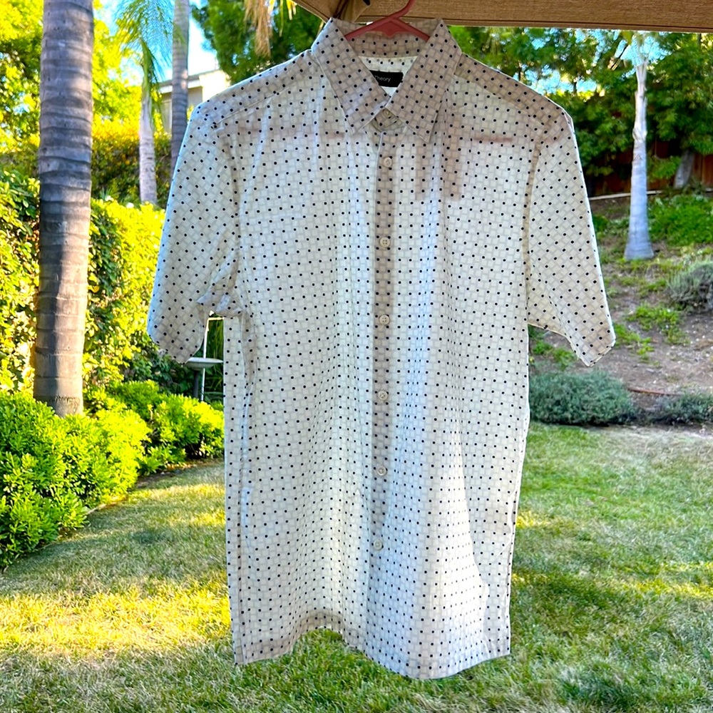 Theory Men’s Short Sleeve Button Down Shirt Size Small Checkered